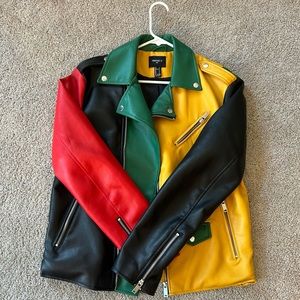 Forever 21 Color Block Faux Leather Jacket